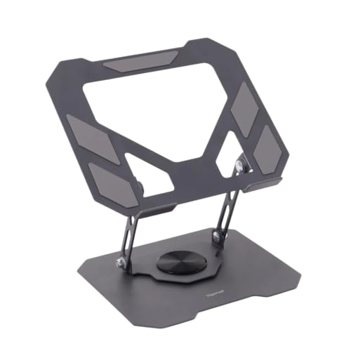 Image of Bigsmall Adjustable Foldable Laptop Stand with Magnetic Phone Holder - Anti-Slip Aluminium Alloy Stand for Laptop, Tablet & Mobile (4-16 Inch Compatible, Portable & Lightweight) (Grey Pack of 1)