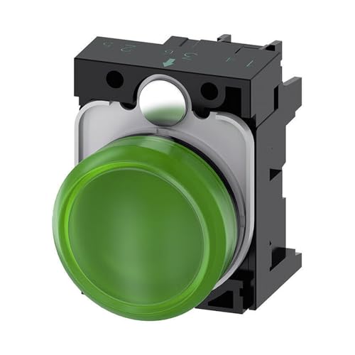 Piloto luminoso plástico verde de 22 mm para optimizar cuadros de mandos de talleres