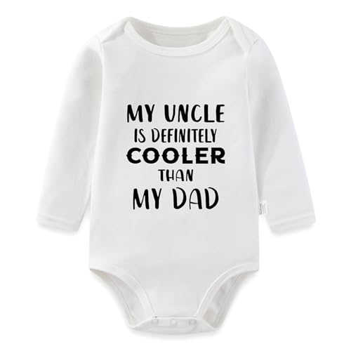 Xoleutpee My Uncle is Definitely Cooler than my Dad Long Sleeve Baby Bodysuits, Uncle Romper Newborn Essentials Must Haves, Infant Gifts for Girls...