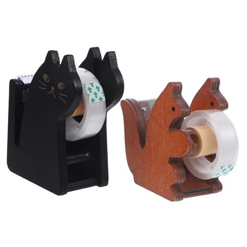 2 Piezas soporte de cinta de animales linda cinta dispensador de cinta de casete cinta bucal portarrollos de celo dispensador de cinta resistente dispensador de cinta de madera DIKACA