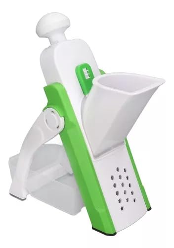 MayMax Cortadora de Alimentos 4 en 1, Mandolina Manual de Verduras con Cuchillas Intercambiables y Recipiente, para Rallar, Laminar y Cortar Patatas, Zanahorias, Queso y Frutas