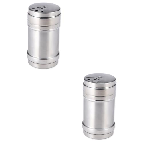 FUNOMOCYA 2 Pcs Stainless Steel Salt Pepper Dispenser Rotating Seasoning Canister Multi-hole for Salt Sugar Pepper Kitchen Castor
