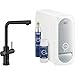 Produktbild Grohe Blue Home Kit + Armatur L-Auslauf schwenk-/ ausziehbar mit Filter und Sprudel Funktion still, mild, prickelnd - Wasserhahn mit Sprudelwasser und Filterwasser druckfest, chrom