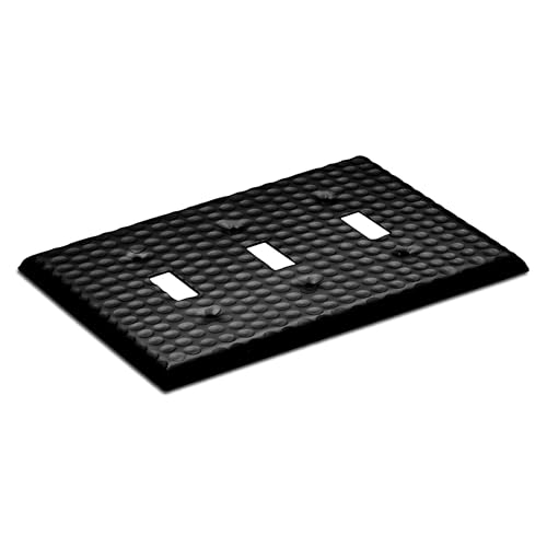 Image of Monarch Abode 19109 Hand Hammered Triple Wall Switch Plate, 3-Gang, Matte Black