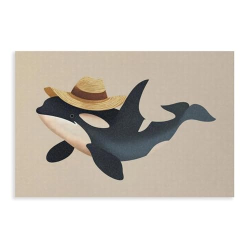 QIOTBVV Póster de ballena orca para decoración de pared, pinturas para sala de estar, dormitorio, 30 x 45 cm