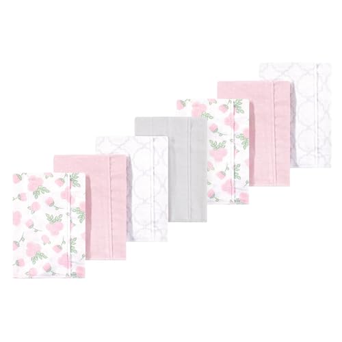 Image of Luvable Friends Hudson Baby Flannel Burp Cloths 7pk, Rosy Bloom