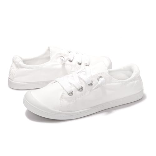 FUNKYMONKEY Shoes for Women, Comfort Low Top Canvas Slip On Sneakers Classic Casual Walking Shoes3