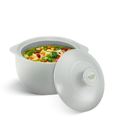 Image of MINH LONG 1-Qt Porcelain Dutch Oven with Lid - Lead & Cadmium Free, Oven Safe to 482F, Heat Retention, Clay Pot for Cooking on Gas & Infrared Cooktop, Use to Marinate, Cook, Bake, Refrigerate & Serve