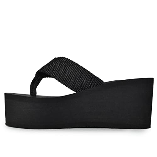 Wild Diva Womens Heat High Platform Wedge Flip Flop Sandals4