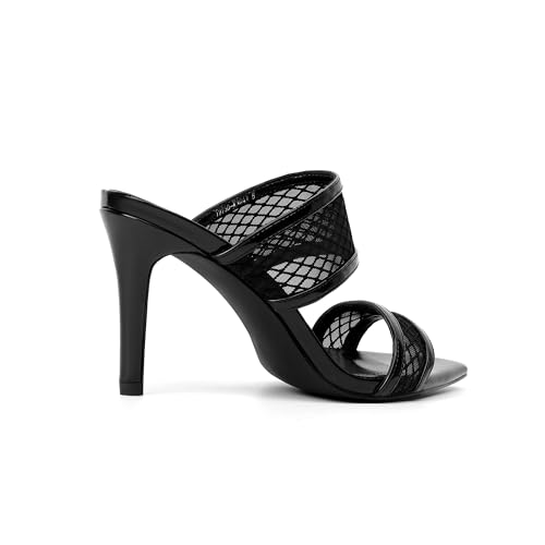 Image of vivianly Clear Pointed Toe Heels Sandals Transparent Strap Stiletto High Heels Slip on Mules for Women