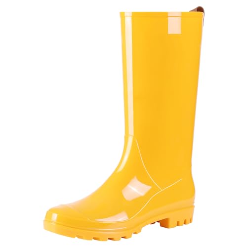 Image of Asgard Women's Tall Rain Boots Knee High Waterproof Rainboots Rubber Garden Boots- Yellow 36 (Size 6)