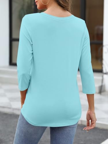 ORANDESIGNE Women's 3/4 Sleeves V Neck T Shirts Casual Summer Tops Basic Tees2