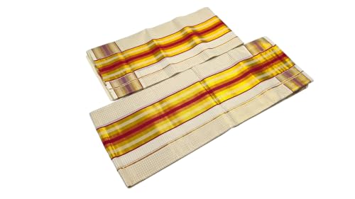 Image of Womens Kuthampully Set Mundu With Golden & Stripes Kara