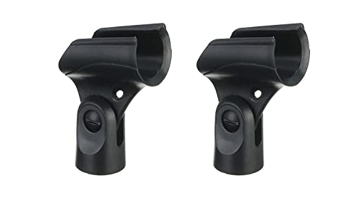 Image of kh Universal Microphone Clip Holder, Comes with 5 /8 for Handheld Microphones Microphone Clip for all Wired Microphone (Pack of 2) (Mic Clip-2)