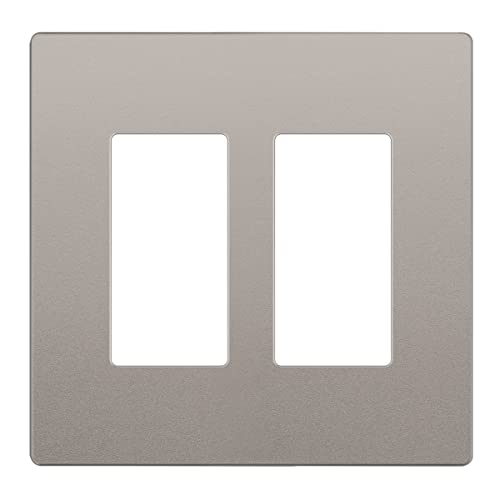 Image of LIDER Decorator Switch Cover, Screwless Wall Plate, Mid-Size 2-Gang 4.88 inch x 4.92 inch, LSWP-32M-NK, UL Listed, Thermoplastic, Matte Nickel, 1-Pack