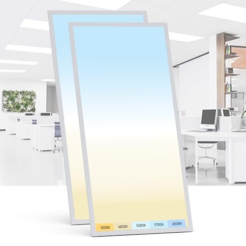 Image of AIKVSXER 2 Pack 2x4 LED Flat Panel Light - Selectable 5 CCT 3000K-6500K & 5 Wattage 30-70W 7700Lm 0-10V Dimmable 2 x 4 led Drop Ceiling Light Fixture 120-277V for Commercial and Home