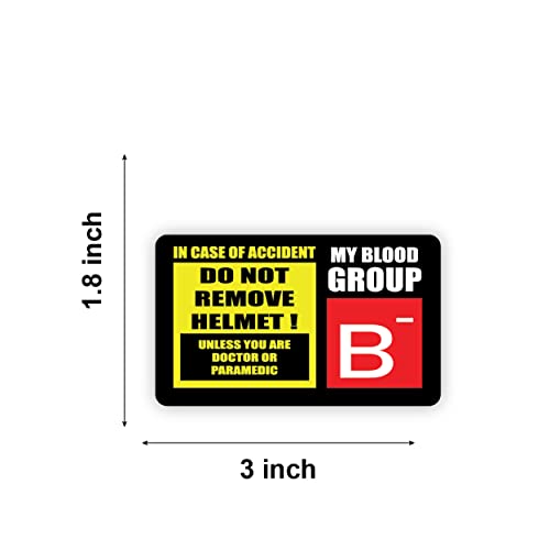 Image of Safety Caution Sign Quotes and Blood Group Helmet Stickers for Bike Riders Vinyl Sticker 3 x 1.8 inch (B-)-Self-Adhesive