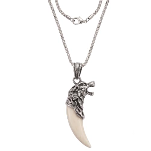 RITZ ART'S Wolf Tooth Pendant Necklace with 24 Inch Stainless Ste...