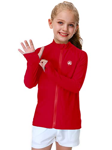 Image of AOBUTE Unisex Kids Zipper Rash Guard Boys UPF 50+ UV Protection Sun Shirt with Thumb Hole 3-12 Years