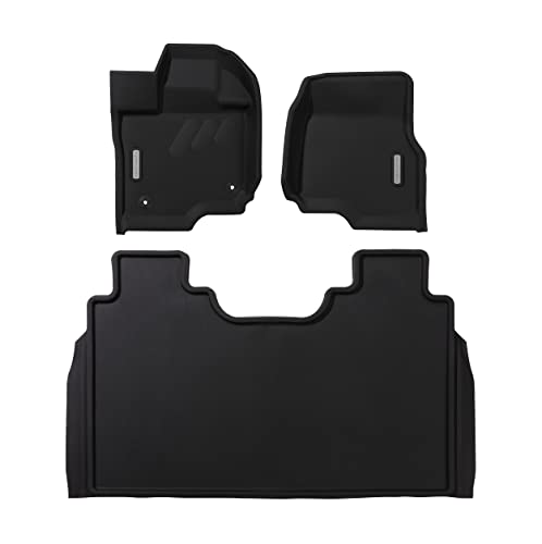 BaseLayer - Front and Rear Floor Mat Liners for Ford F150 (2015-2023) Gray Logo - SuperCrew only - Made in USA