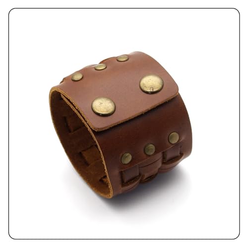 Image of Punk Rock Snap Bracelet Braided Wide Leather Wristband Arm Cuff Bracelet