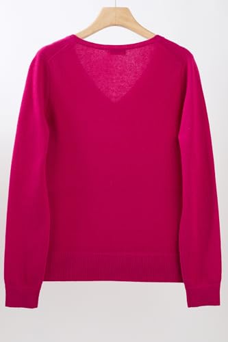 Image of JENNIE LIU Women's 100% Pure Cashmere Long Sleeve Pullover V Neck Sweater