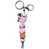 Lemua Sloth Key Chain for Women Cute Sloth Keychain Chunky Keychain Backpack Accessories Silicon Bead Key Chains for Car Keys Purse Jewelry Party Favors
