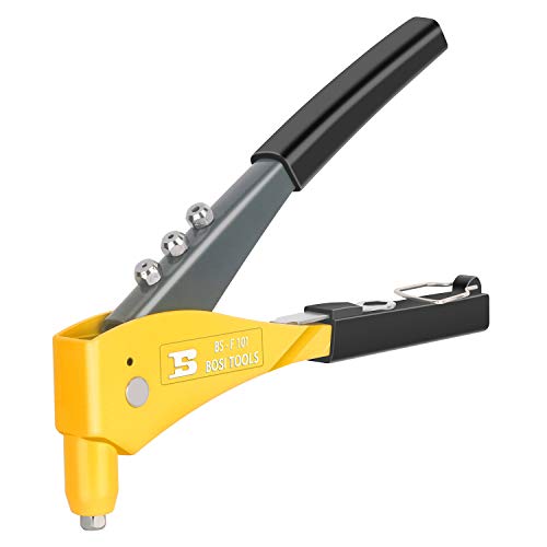 Professional Pop Rivet Gun BOSI Tools BS-F101 Applications, Heavy Duty Hand Riveter Set, Wrench Included