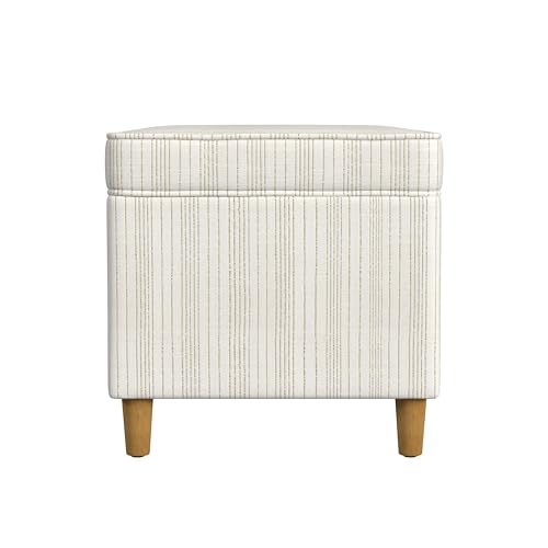 Spatial Order Home Decor | Dinah Collection Modern Storage Ottoman | Ottoman with Storage for Living Room & Bedroom(Cream Marigold Pinstripe Fabric) by Spatial Order - Image 2