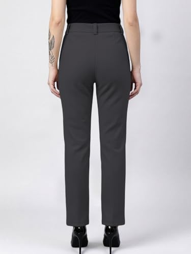 Image of Women's High Waist Formal Straight Fit Trousers Premium Stretch Office Pants Front Pleated Design Smart Workwear Bottom for Office, Casual & Business Wear
