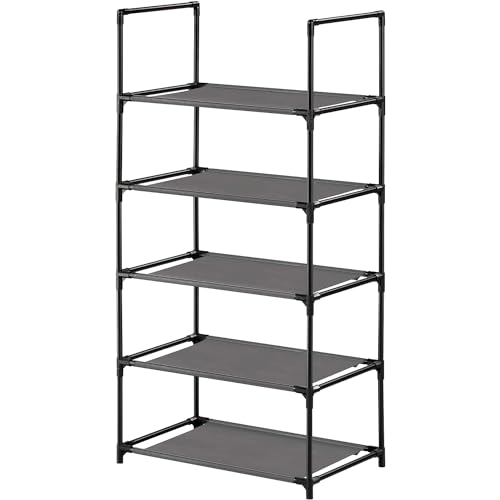 edihome, Scarpiera Salvaspazio Slim, 5 Livelli, (28 x 45 x 89 cm), Organizzatore di scarpe, Portascarpe alto e stretto, plastica, verticale, Show Rack (5 Livelli)