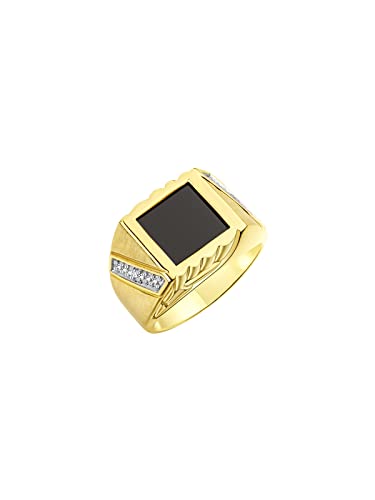 Rylos Men's Rings with Diamonds & Black Onyx, Tiger Eye or Colored Quartz 18 Karat Gold Plated Silver, Luxury Rings for Men, Ideal Gift for Father's Day, Birthdays, Anniversary, Sizes 8-133