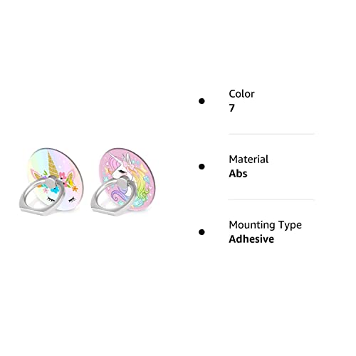 Bybart Phone Ring Holder, 2Pcs Metal 360° Rotation Phone Grip Kickstand Universal Finger Ring Stand Compatible With All Smartphone Tablet - Cute Unicorn #TOP7
