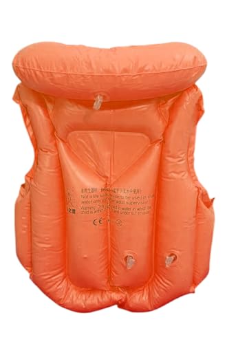 Image of Swim Vest for Children, Inflatable Pool Safety Vest with Buckles,Ages 3-12 Years (Orange, 3-12 Years)