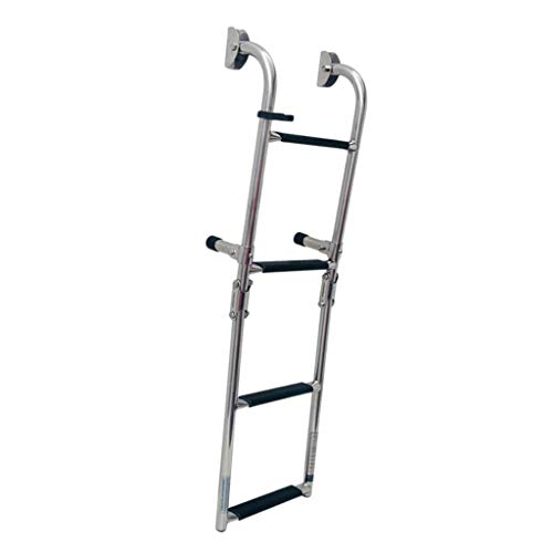 D DOLITY 4 Step Ladder - 316 Stainless Steel Telescoping Ladder, 400 lbs