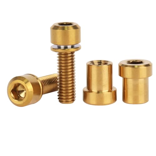 Image of Titanium Bolt M5x16 18 20mm with Washer Steerer Clamp Nut for Bicycle Stem Front Forking Lock Pack of 2 (Gold, M5x16mm)