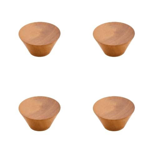 Image of 4 Pack Natural Wood Drawer Knobs - Teak Wood Cabinet Door Knobs for Kitchen Cabinets, Cupboards, Dressers & Wardrobes | 1.5 Inch-| 3 Years Warranty |