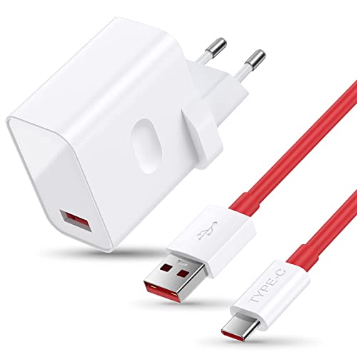 TITACUTE Dash Chargeur 5V 6A OnePlus avec câble de Charge Dash Charge 1,8m USB C Adaptateur de Charge Rapide 30W Compatible avec OnePlus Nord 8 Pro 8 7T Pro 7T 7 Pro 7 6T 6 5T 5, VOOC pour Oppo Reno Z