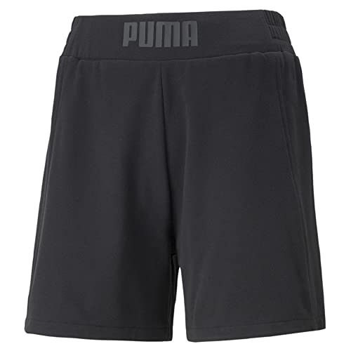 Short Puma Train Logo French Terry femme, short de sport noir pour musculation et gym