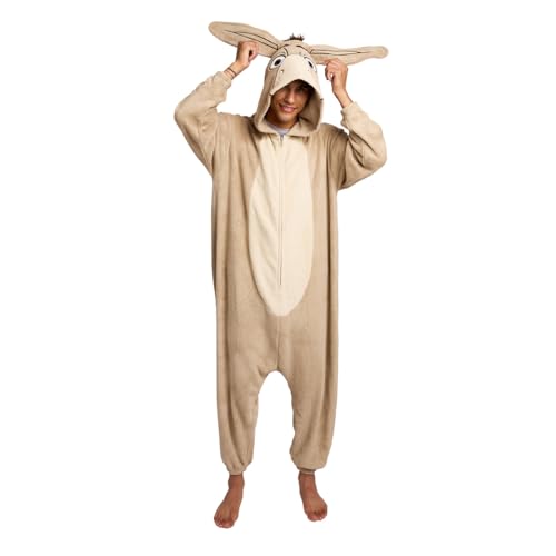 Bioworld Shrek Donkey Adult Long Sleeve Hooded Kigurumi Cosplay Onesie Costume Suit-Medium