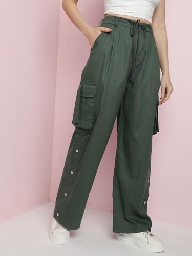 Image of KOTTY Women's High Rise Relaxed || Straight || Joggers Fit Cargo's for Pants || Trousers