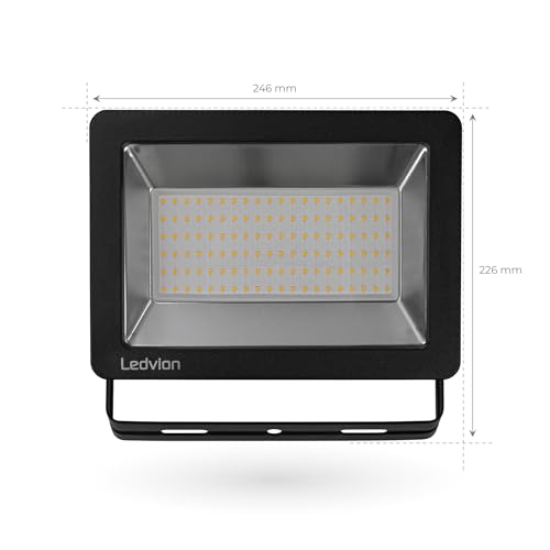 Ledvion LED Strahler, 100 Watt LED Fluter, 4000K Scheinwerfer, 12000 Lumen Arbeitsbeleuchtung, Außenstrahler IP65 Wasserdicht, Flutlicht mit Schnellanschluss