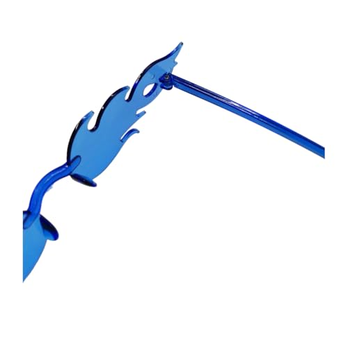 VIGUEUR 4PCS Flame Fire Sunglasses, Rimless Design, Party Glasses for Men Women, Blue2