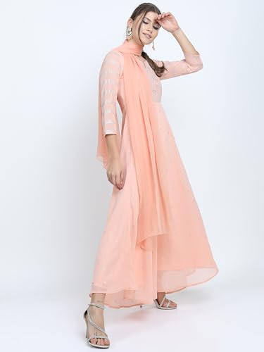 Image of Vishudh Women's Dress & Dupatta Set | Ready-to-Wear Indian Outfit for Women | Coordinate Fashion for Indian Celebrations