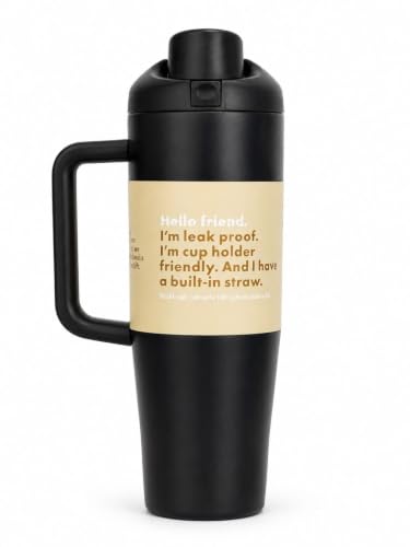 Image of HomeCloud 1200ML Stainless Steel Water Bottle - Double-Wall Vacuum Insulated, Leakproof Straw Lid, BPA-Free Reusable Travel Flask with Two-Way Spout for Gym, Office & Outdoor Use (H Black)