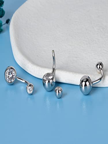 Silbertale SBRSJ004-7.2MM Sterling Silver Belly Button Rings For Women Men Cz Navel Rings Curved Barbell Belly Rings Belly Piercing 8Mm thumb #5