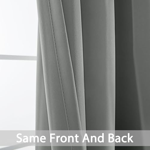 Yakamok Wide Thermal Blackout Patio Door Curtain Panel, Dove Grey Grommet Sliding Door Insulated Curtains, Extra Wide Curtains for Sliding Glass Door, Dove Gray, W52 x L84, 1 Panel