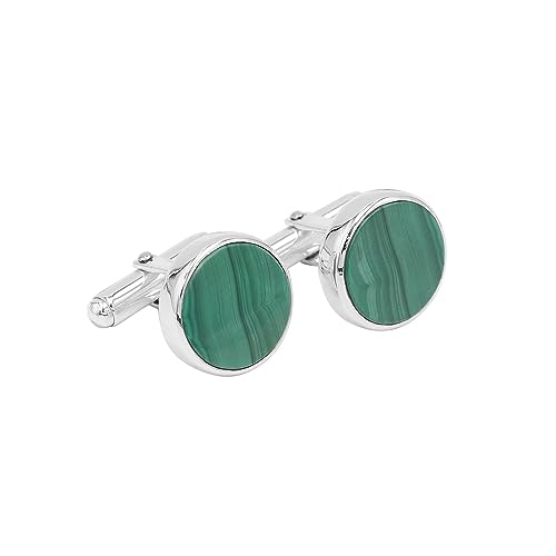 Mancuernillas de Malaquita en Plata 925 para Hombre miniatura 1