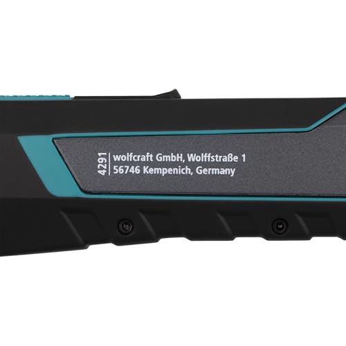wolfcraft Cuttermesser PRO SAFETY, 25 mm - mit optimale Ergonomie für Links- und Rechtshänder - Extrascharfes Profimesser - Abbrechklingenmesser 4291000