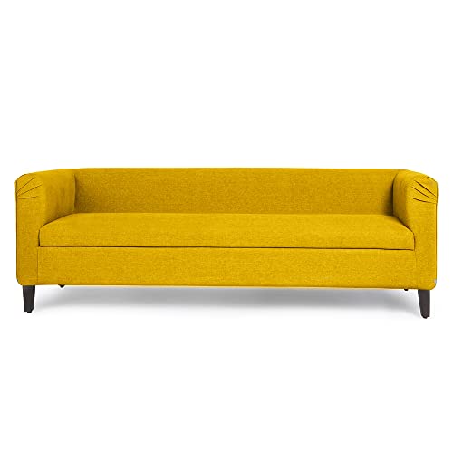 Image of Wakefit Sofa Set | 3 Year Warranty | Sofa 5 Seater, 5 Seater Sofa for Living Room, Wooden Sofa Set, Sofa Set 3+1+1 Seater - Miami(Tahoe : Chrome Yellow)